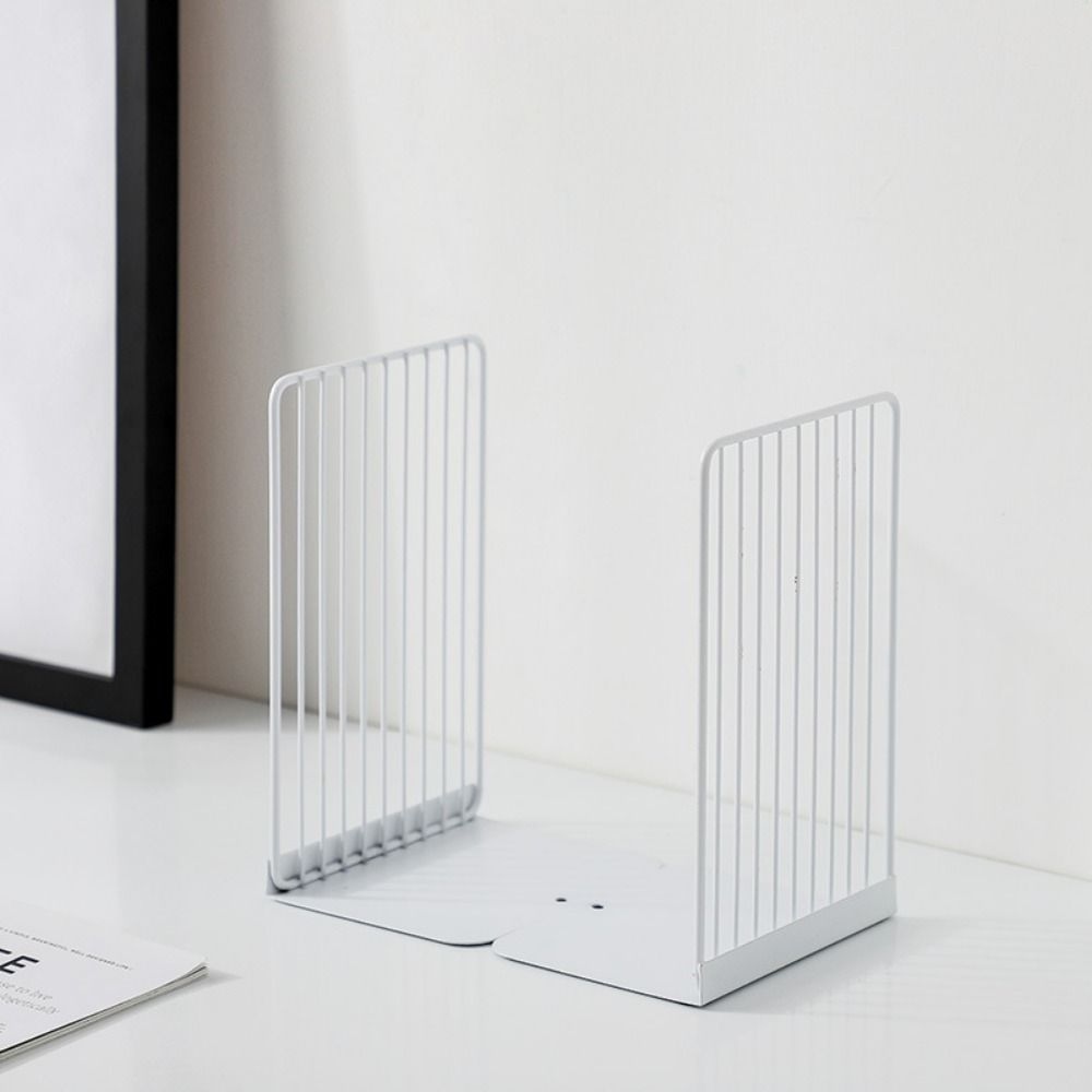 Hollow Metal Bookends Sturdy Document Holder Modern Simple Book Stand  Classroom