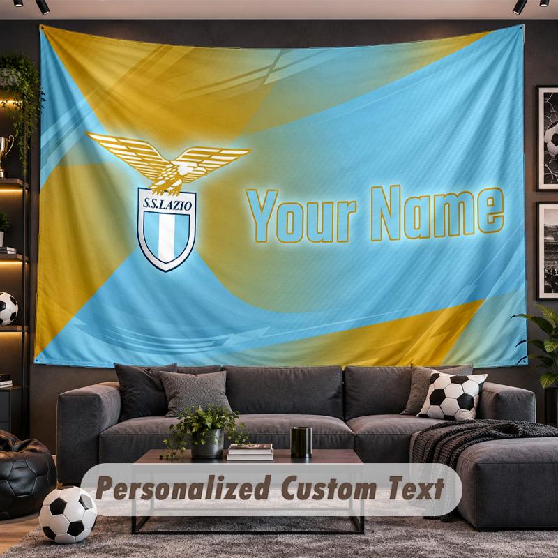 Lazio FC Personalized Tapestry Support Custom Name, Wall Art Home Decoration