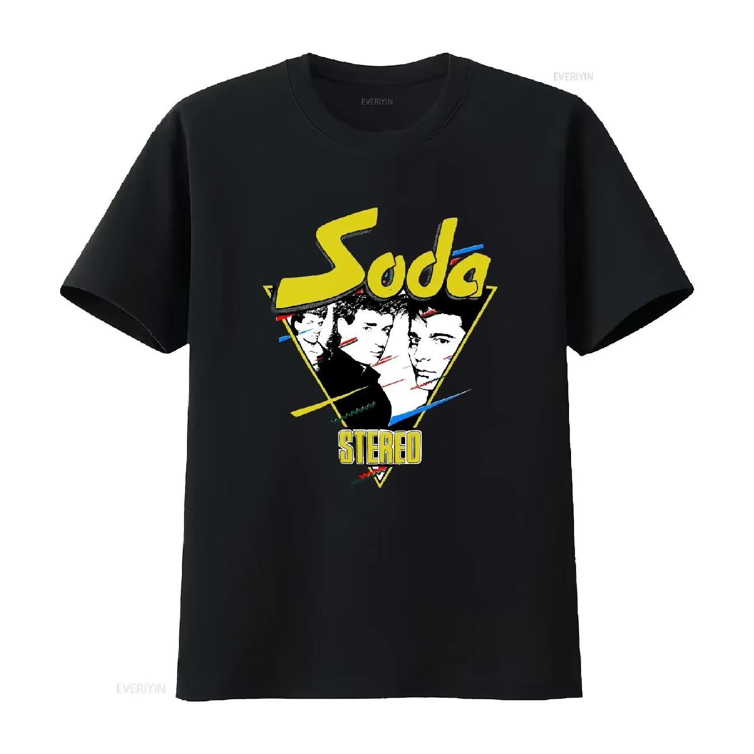 

Группа Soda Stereo 90-е Ретро Стиль Новый Редкий Черный Футболка винтажный Стиранный с принтом Повседневный Универсальный уличная одежда дизайнерская одежда S чёрный