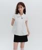 HIGH SCHOOL DISCO Dot Button Puff Sleeve Blouse_White