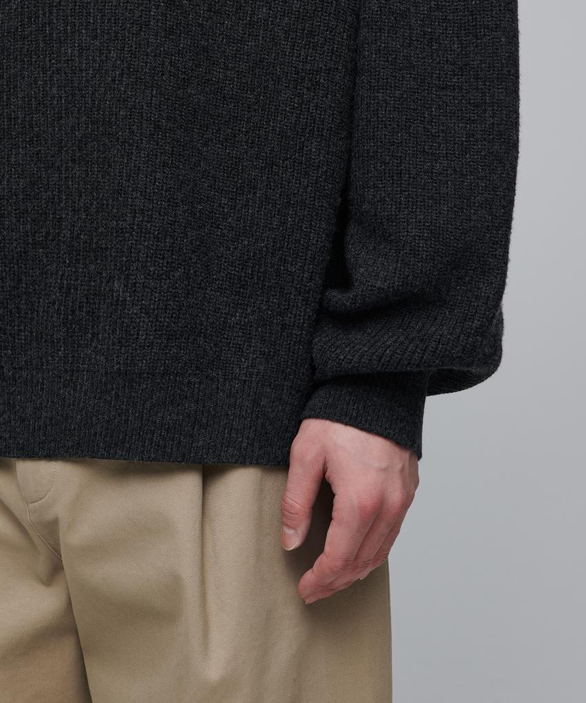 MUSINSA STANDARD Oversized Ribbed Crew Neck Knit [Charcoal Gray]