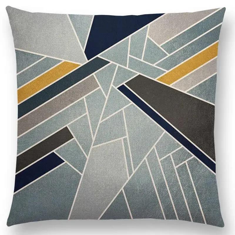 New Colorful Blocks Layers Stripes Geometric Combination Gold Lines Gorgeous Prints Cushion Cover Throw Pillow Case