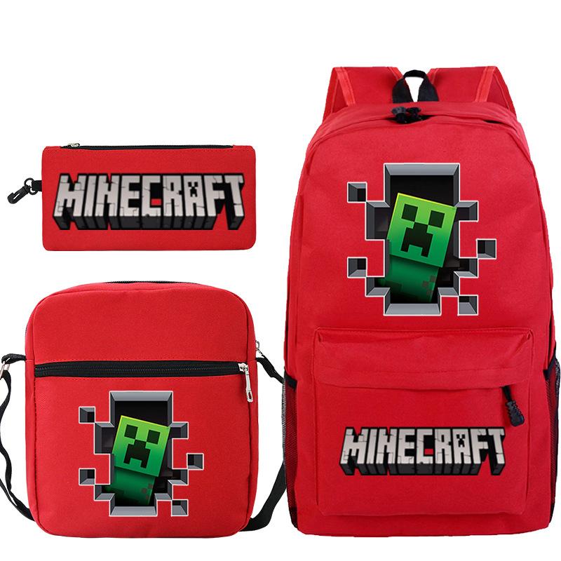 Game Minecraft Printed Children'S School Bag Oblique Span Bag Stationery Pencil Bag Student Backpack Set