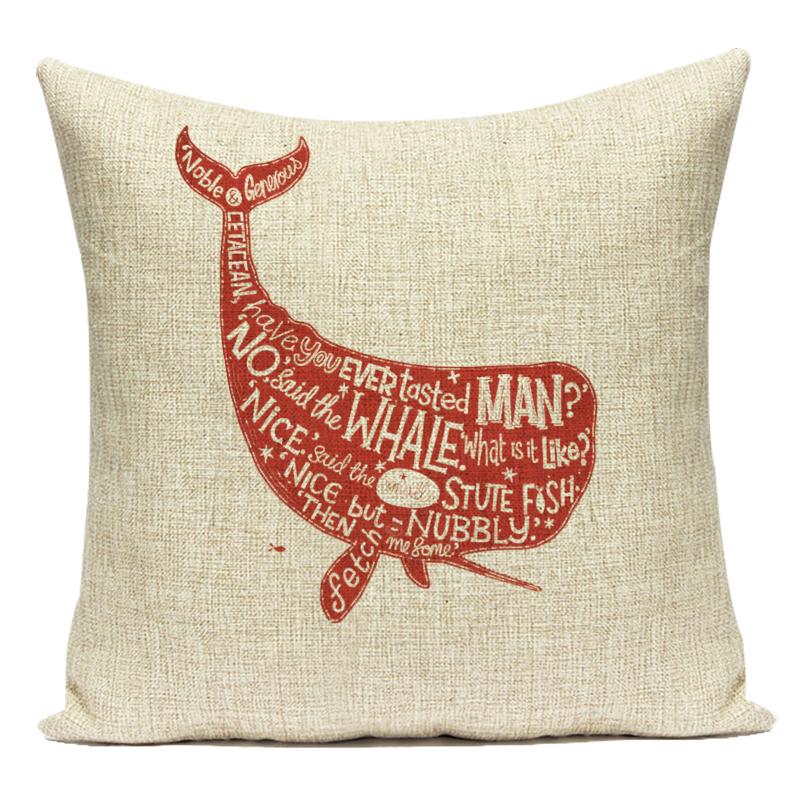 Cute Animals Fishes Decorative Throw Pillows Case Square Sofa Home Seat Cushion Cover for Home Living Room Decoration