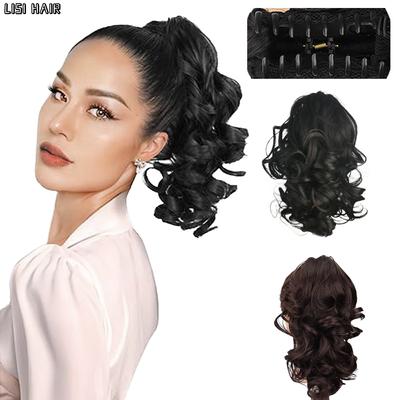 Claw Ponytail Extension Short Natural Looking Curly Ponytail Natural Wave Synthetic Hairpiece For Women Daily Use