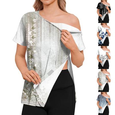 Women's Post-operative Short-sleeved Color Shirt With Shoulder Zipper And Side  Closure.