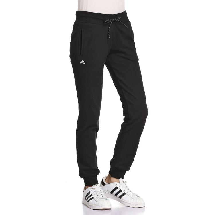 Adidas Vintage Logo Printed Knit Sports Pants Women Pants Black AJ4592