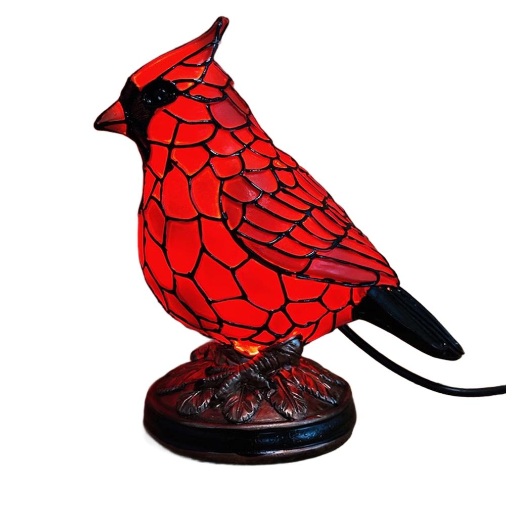 

Hand Carved Resin Cardinal Lamp with Weighted Base for Stability Providing Soft Ambient Lighting for Home and Office Settings big