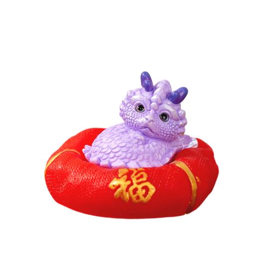 Mini Dragon Ornament Bright Colors Cute Dragon Figurine Resin Ornament for Home New Year Decorations KTY
