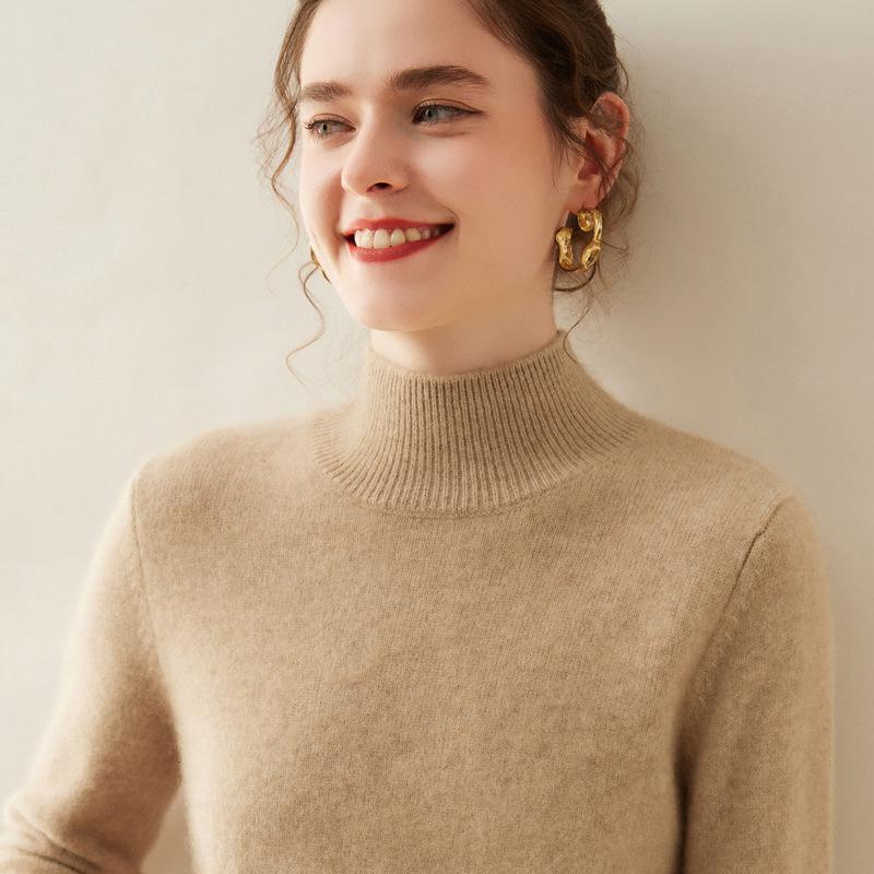 Women's Half-High Collar Thickened Cashmere Sweater - Autumn/Winter Style