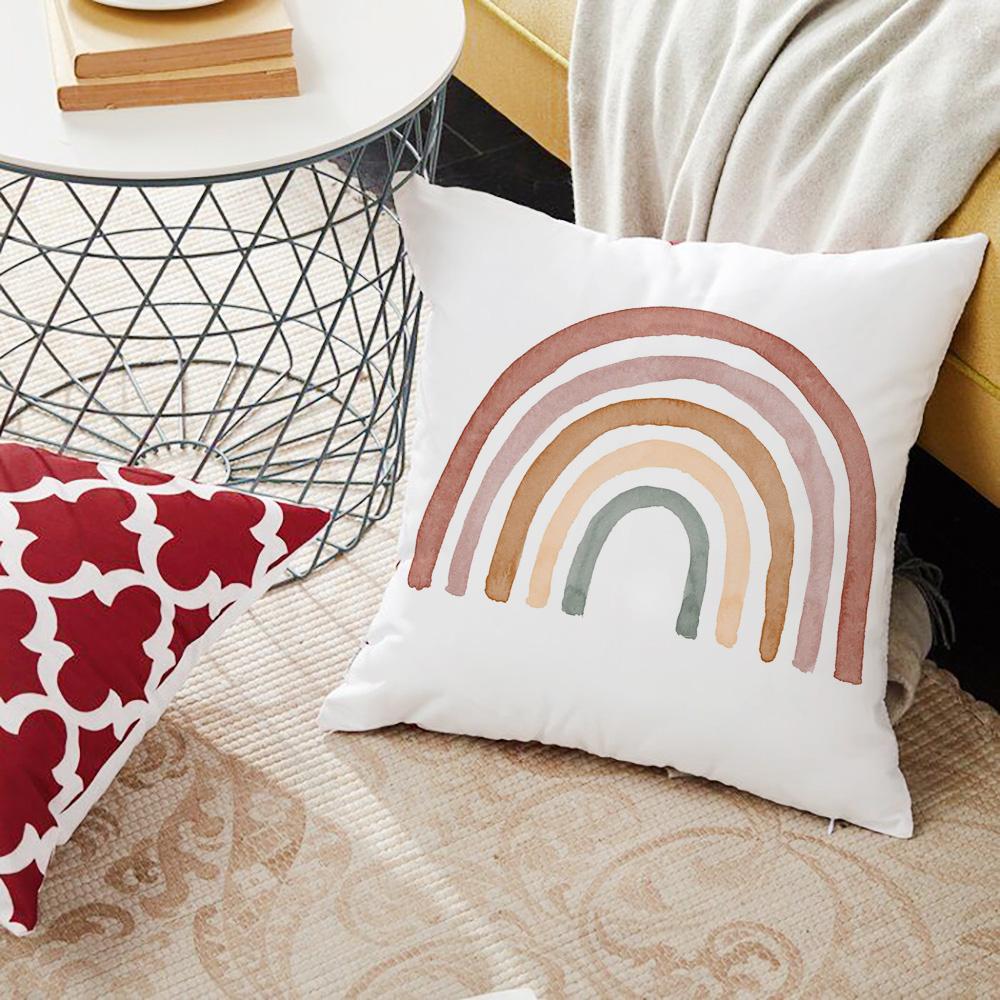 Rainbow Cute Print Pattern Throw Pillowcase Home Sofa Bed Decorative Pillowcase Car Office Decorative Pillowcase