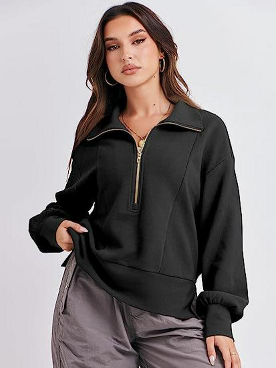 2025 Autumn European & American Women's Loose Zipper-Neck Long Sleeve Hoodie
