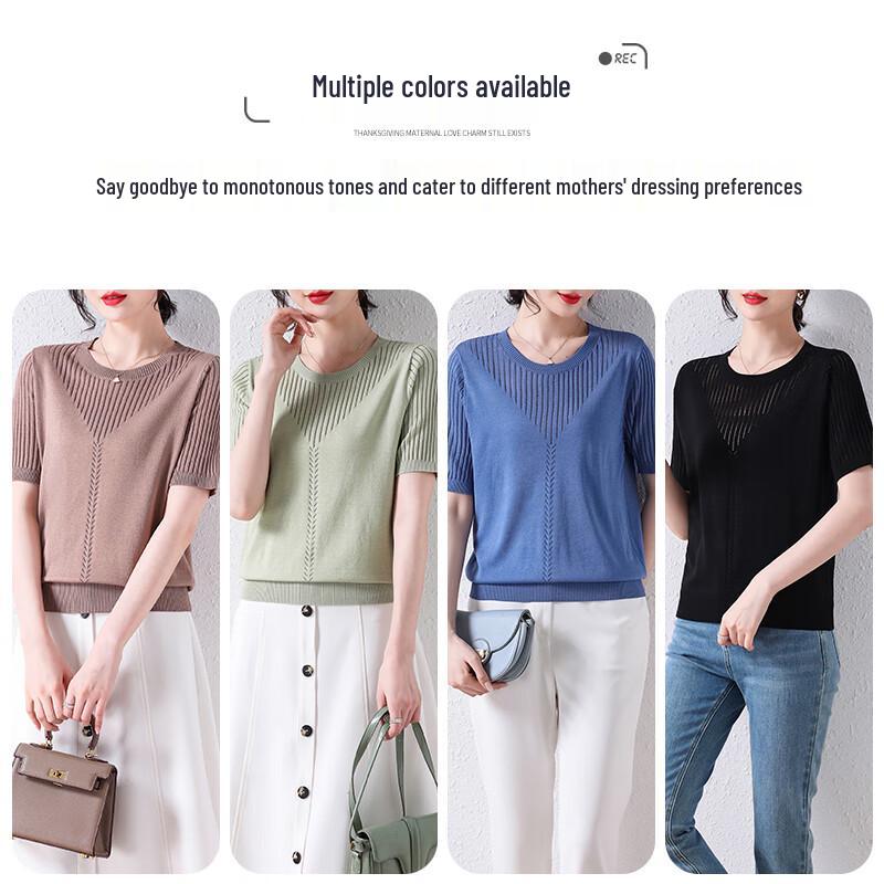 XUEXI Women s 2025 Summer Ice Silk Short Sleeve T-Shirt 2XL