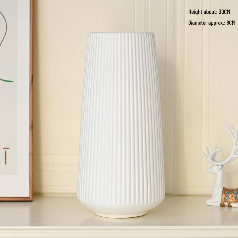 Nordycki Biały Plastikowy Mały Wazon - Minimalistyczny Wystrój do Kompozycji Kwiatowych do Salonu