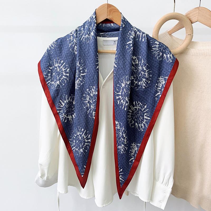 Korean version cashew nut printed triangular silk scarf women's summer atmosphere wearing headscarf simulation silk fashion headband accessories
