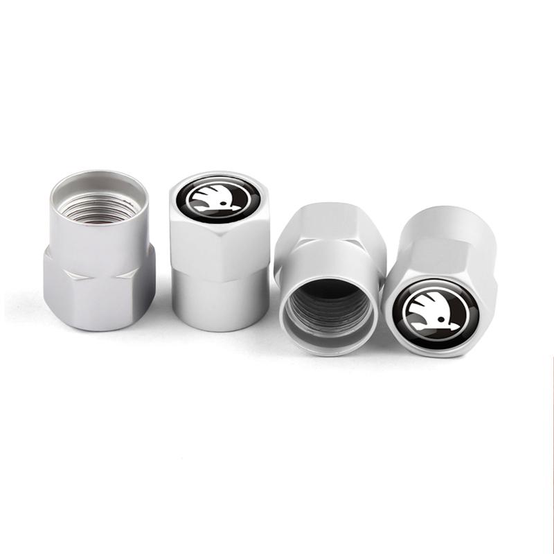 4pcs Car Tire Wheel Valve Cover Protection Dust Caps Accessories For Skoda VRS VII Octavia A2 A5 2 Superb Kodiaq Rapid Fabia Hkpx25