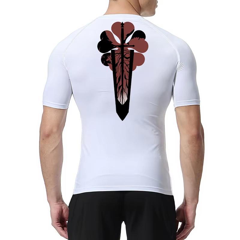 Graphic Print Men's Compression Shirt Quick Dry | Gym Workout Running Fitness Baselayer Top RL000483