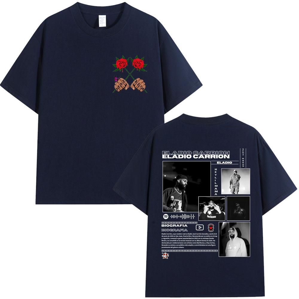 Famous Rapper Eladio Carrion Album Global Tour Mercah TShirt Men Women Loose Casual Cotton Tee Streetwear Hip Hop Oversized Top