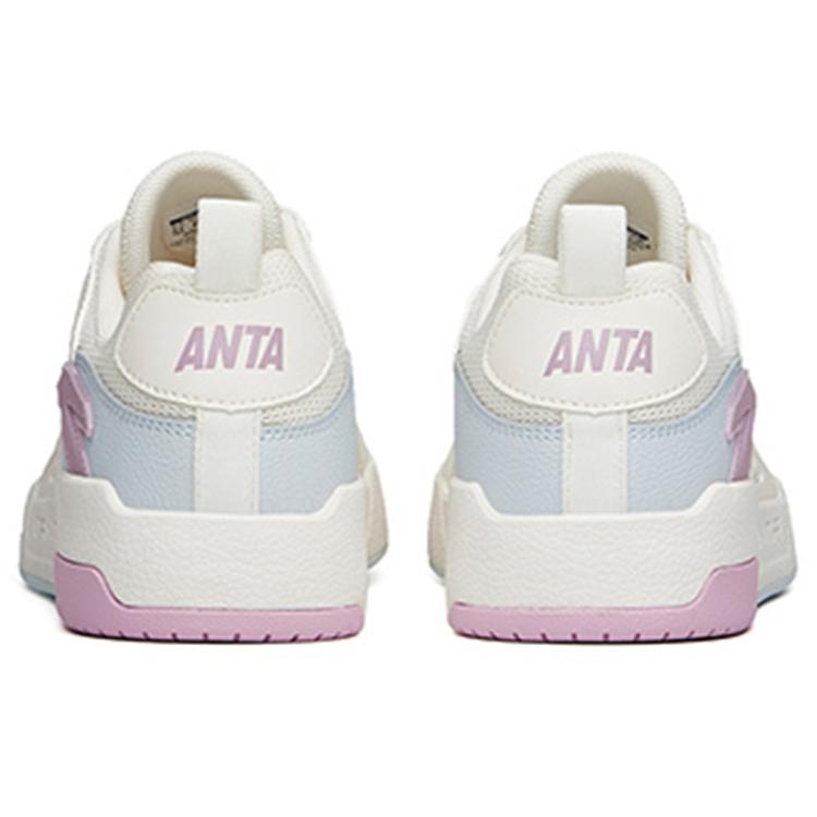 New Anta Life Collection Slip Resistant Low Top Skateboard Shoes Women's White Purple 922138005-4
