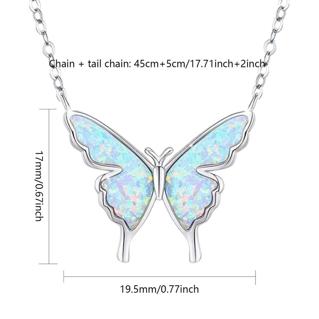 European American Opal Butterfly Necklace for Women - Fashion Jewelry, Hawaii-Inspired Sweater Chain