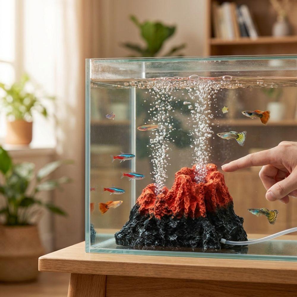 Natural Style Volcano Oxygen Pump Decor Resin Fish Tank Air Pump Volcano Mini Aquarium