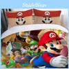 Mario Cartoon Super Single Panel Duvet Cover Set Bedding For Decor Bedroom