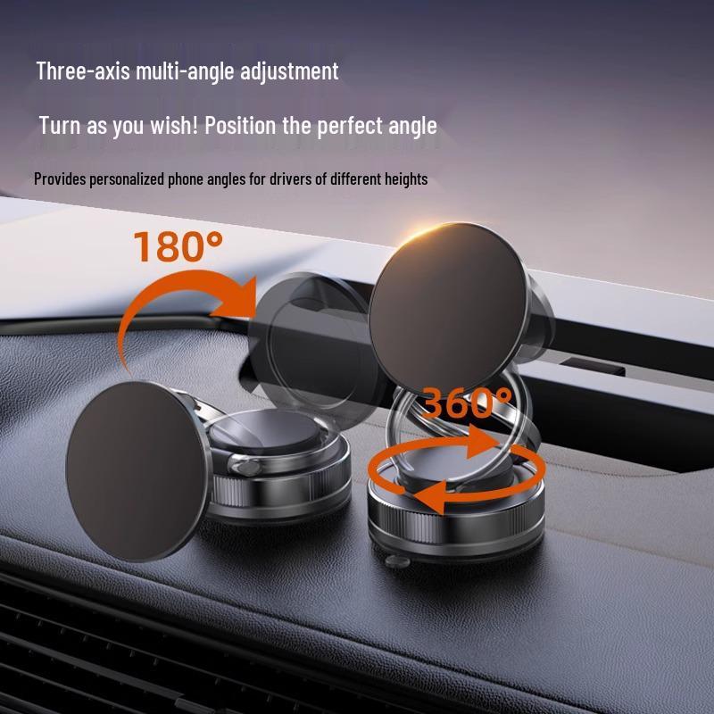 360° Rotatable Universal Magnetic Car Phone Holder with Vacuum Suction and Double-sided Adhesion
