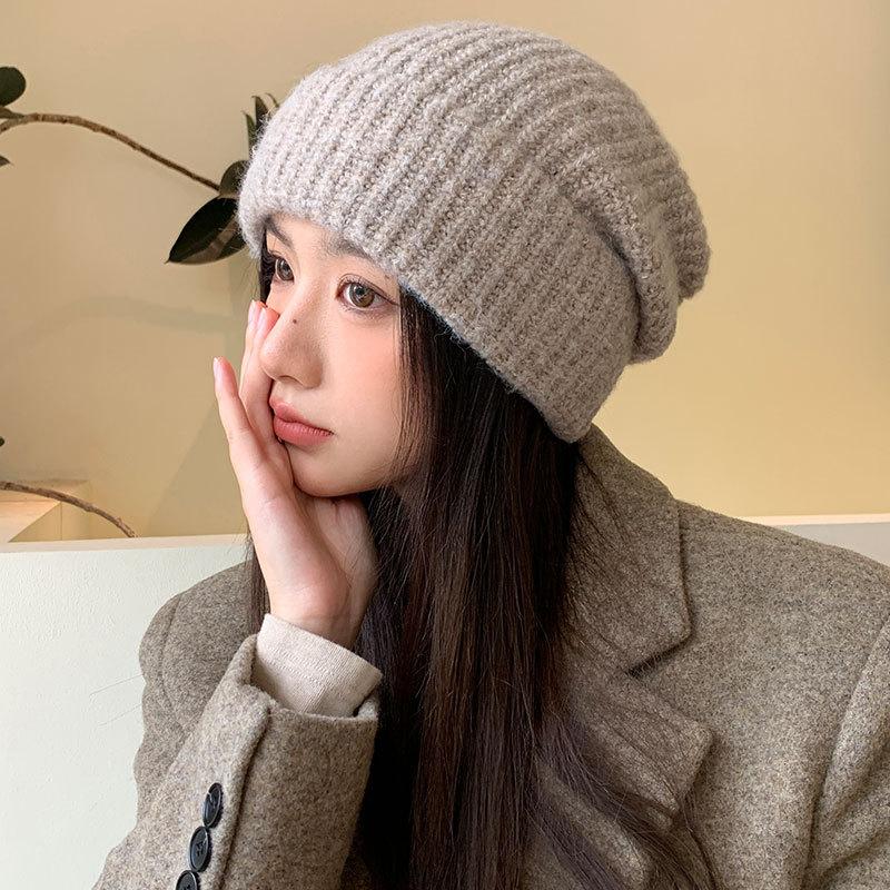 

Шапка Женская Осенне-зимняя Шапка-пуловер Уличная Вязаная Шерстяная Шапка-бини Модная Холодная Шапка one size