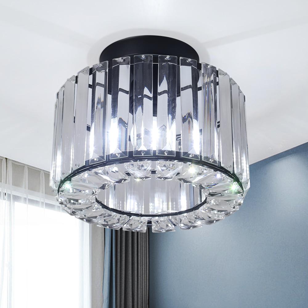 German Warehouse Low MOQ Modern Iron Fixtures Round Crystal Chandeliers Ceiling Lights for Home Office
