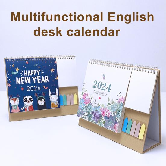 

Настольный календарь на английском языке на 2024 год на 12 месяцев с января 2024 года по декабрь 2024 года, портативный планировщик школьного расписания с двойной проводкой для домашнего офиса, настольный календарь