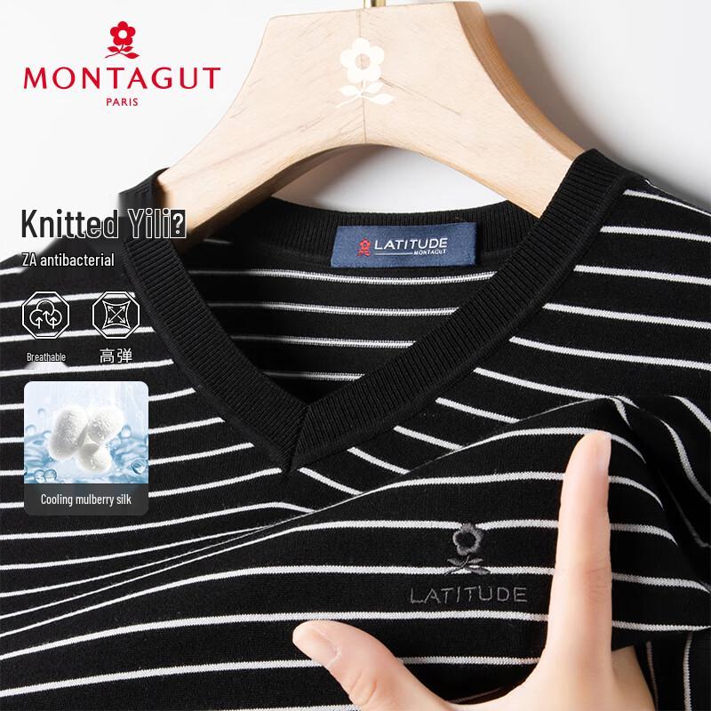 MONTAGUT Men s V-Neck Cooling Knit Short Sleeve T-Shirt 48