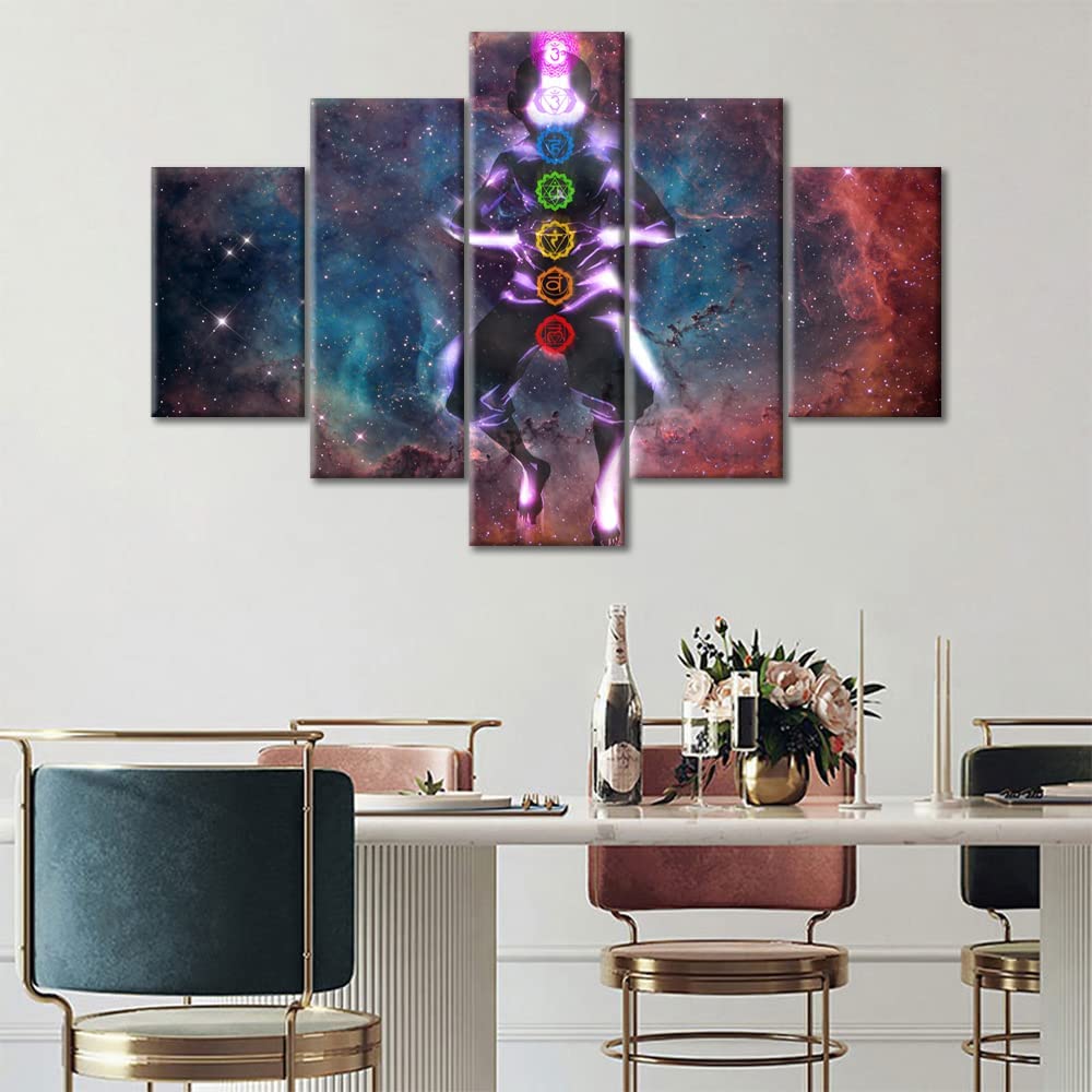 5 kusů 7 čaker Yogi Jóga Meditace Indie HD Nástěnné umění Plátno Plakáty Obrázky Malby Domácí dekorace do obývacího pokoje Bez rámu
