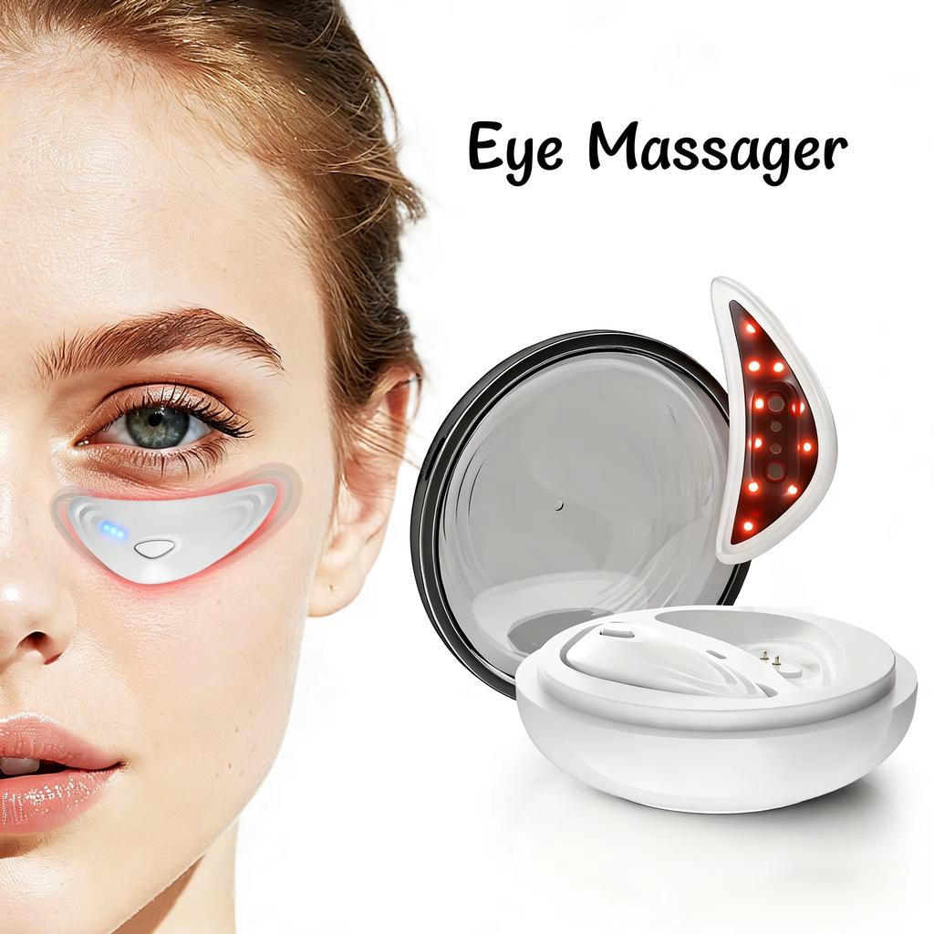 EMS Facial Eye Beauty Device with Gel Patches Red Light Eye Firming Massage for Eye Care Reducing Eye Bags Dark Circles Relieve Fatigue Promote Sleep