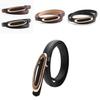 Minimalist Women Leather Belt With Elliptical Flat Buckle For Casual Dress And Jeans