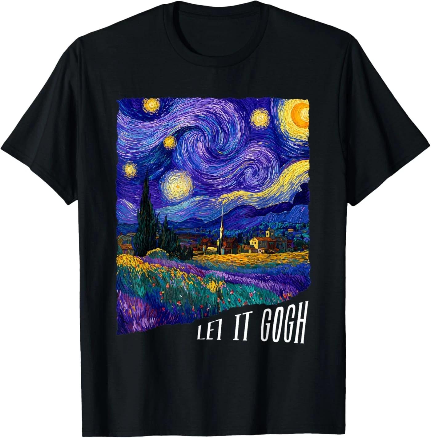 Let it Gogh Funny Vincent Van Gogh Starry Night Design T-Shirt S