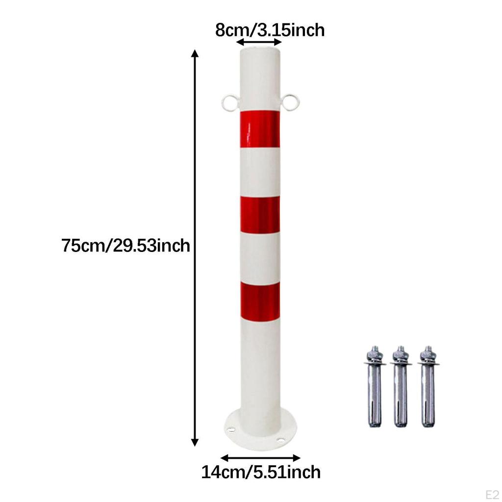 Bollard Post 30'' Height Driveway Barrier Red and White Parking Warning Column for