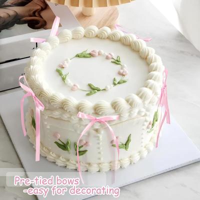 30 Piezas Lazo Topper para Tarta Lazo de Cinta Toppers para Cupcakes Decoración de Lazos para Fiesta de Cumpleaños para Suministros de Fiesta Nupcial de Boda