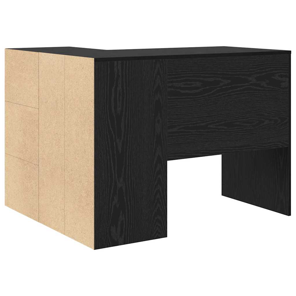 L shaped Desk Black Oak Effect 102 x 88 x 75 cm