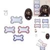Pet Tag With Bone Shape And Sparkling Diamond Edge Stylish Metal Tag For Dogs