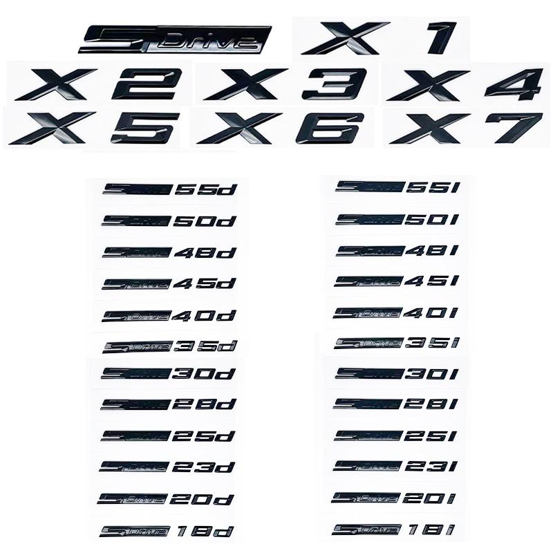 

3D ABS Glossy Black SDrive Alphanumeric Emblem Sticker for BMW X1 X2 X3 X4 X5 X6 X7 & GT - 18i 20i 23i 25i 28i 30i 35i 40i 45i 5 SDrive