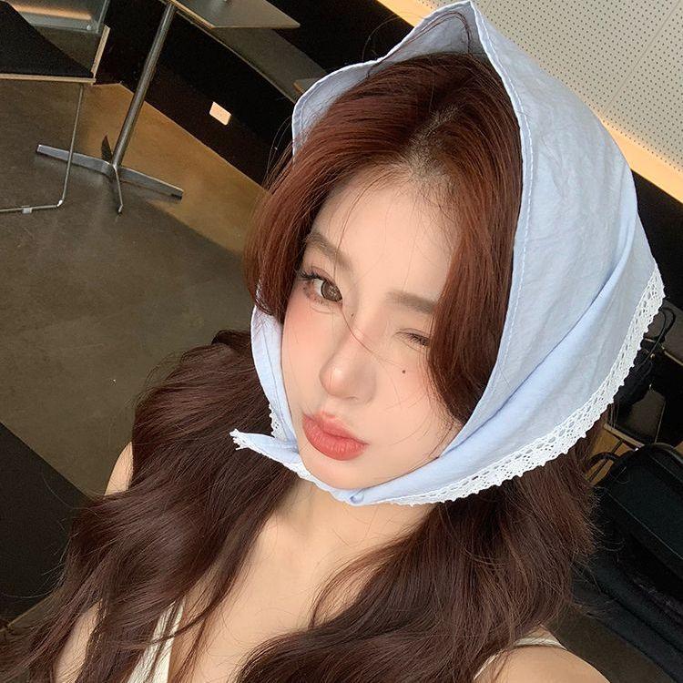 Japanese Sweet Pastoral Lace Headscarf Female Elegant Photo Accessories Square Scarf Fashion French Headscarf Hair Aesthetic
