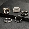 Stainless Steel Mesh Men's Titanium Ring Set - 5-Piece Fashion Collection