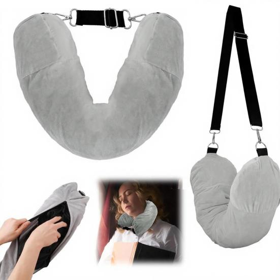 Stuffable Travel Pillow Packable Clothes Fillable Storage Bag Portable Soft Velvet Neck Pillow Case Cover Airplane Travel Essentials