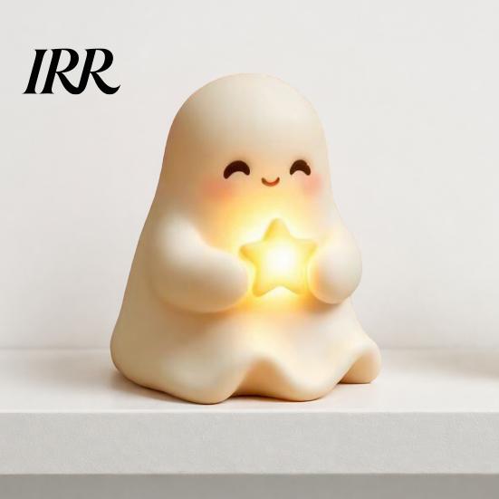 Resin Pumpkin Night Light Halloween Cute Up Ghost Decoration, Small Statue Light, Lighted Figurine for Home Table Decoration Indoor, Kitchen