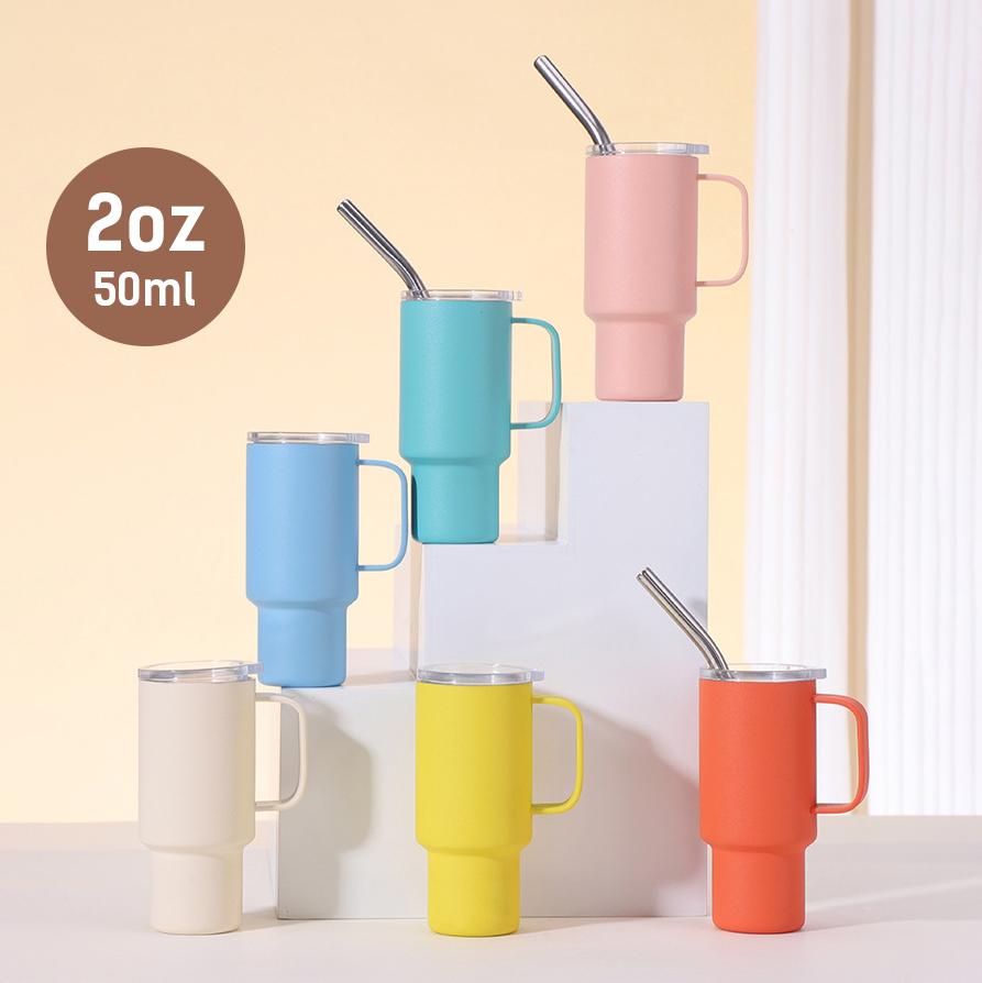 2oz Mini Spirits Glass Stainless Steel Straw Insulation Cup Portable Small Wine Cup Party Cup Straw Cup