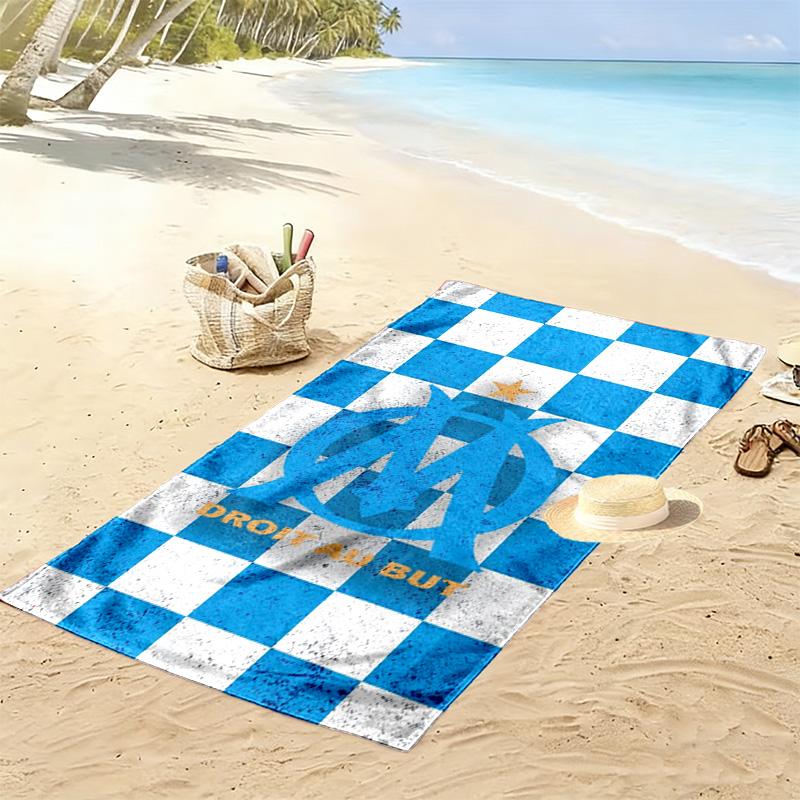 Asciugamano da Spiaggia Stampa Olympique de Marseille, Asciugamano Grande Morbido Asciugatura Rapida per Spiaggia Campeggio Nuoto