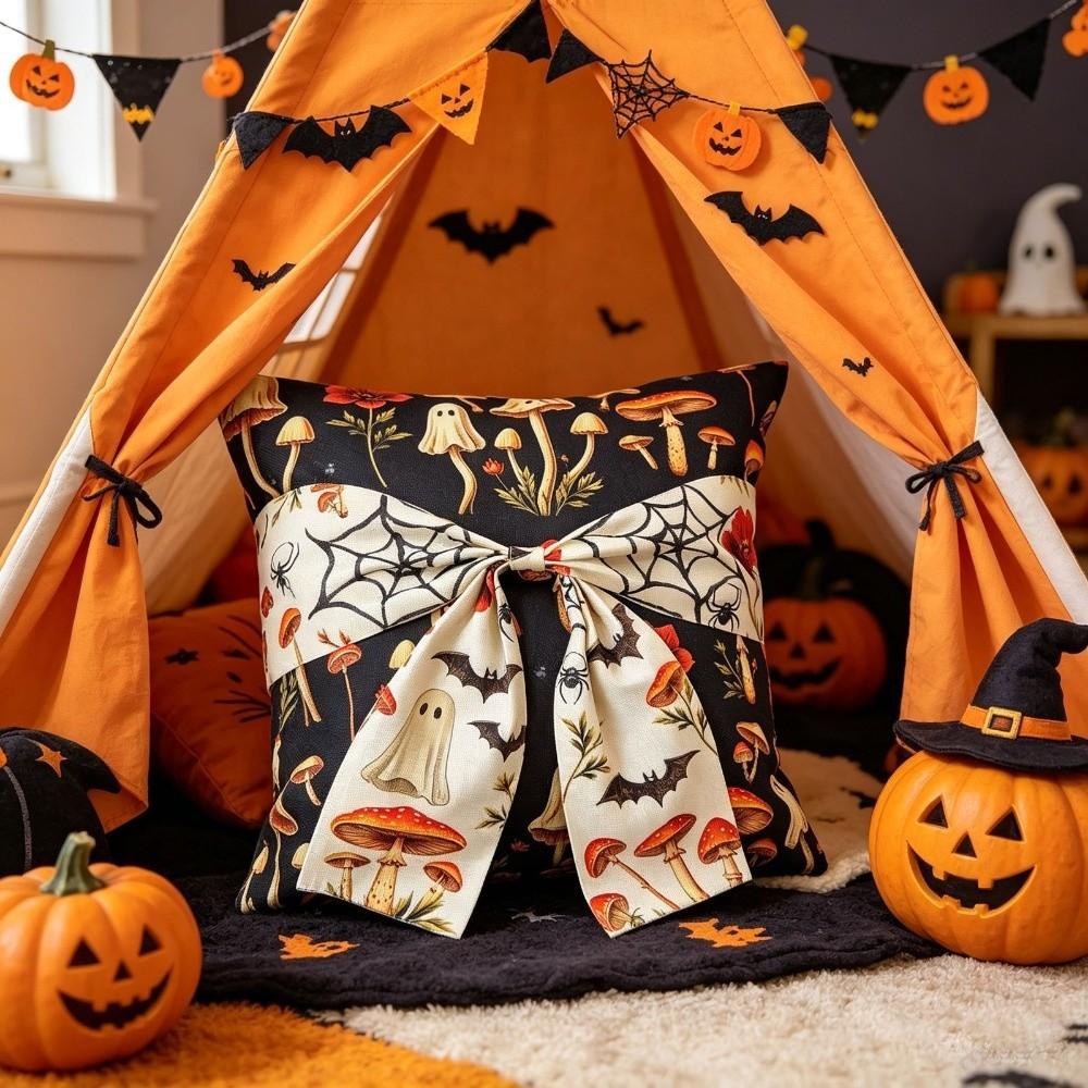 Hidden Zipper Halloween Cushion Cover 2D Printing Square Cushion Shell  Couch Pillow