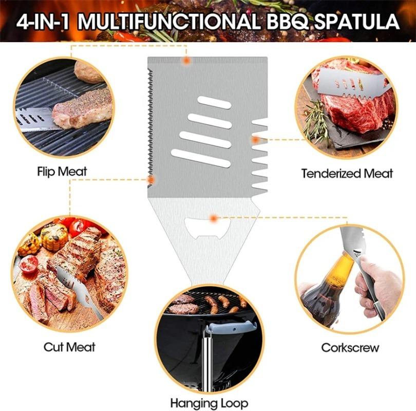 Edelstahl Ofen Set Grillkombinationswerkzeug Outdoor BBQ Grillset Grillset Aufbewahrung Tragbare Stofftasche Backwerkzeug