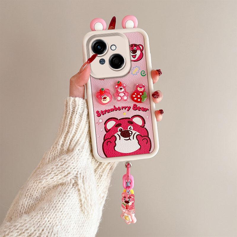 KEYSION Cute Ear 3D Cartoon Case for TECNO Spark Go 1 1S Go 2025 with Bracelet Silicone Shockproof Phone Cover for TECNO Pop 9 4G
