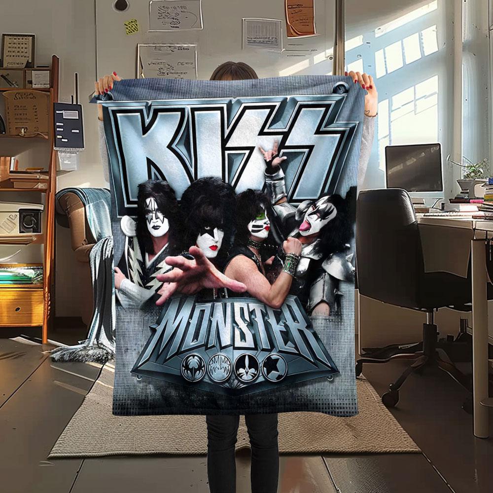 KISS rock band printing Flannel Blanket Bedroom Sofa Camping Warm blanket Gifts for family and friends-MJ002